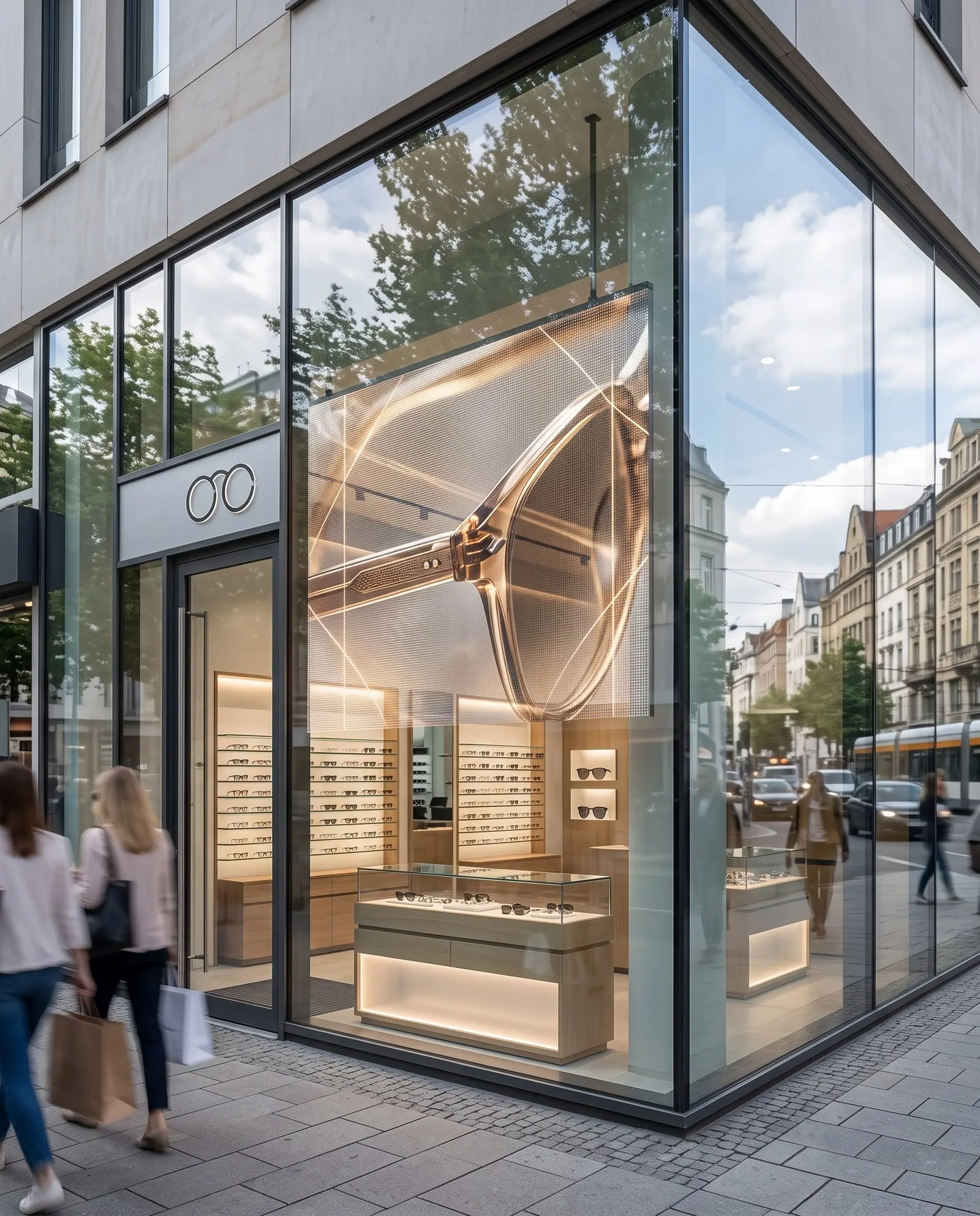 Ladengeschäft mit transparentem LED-Display im Schaufenster